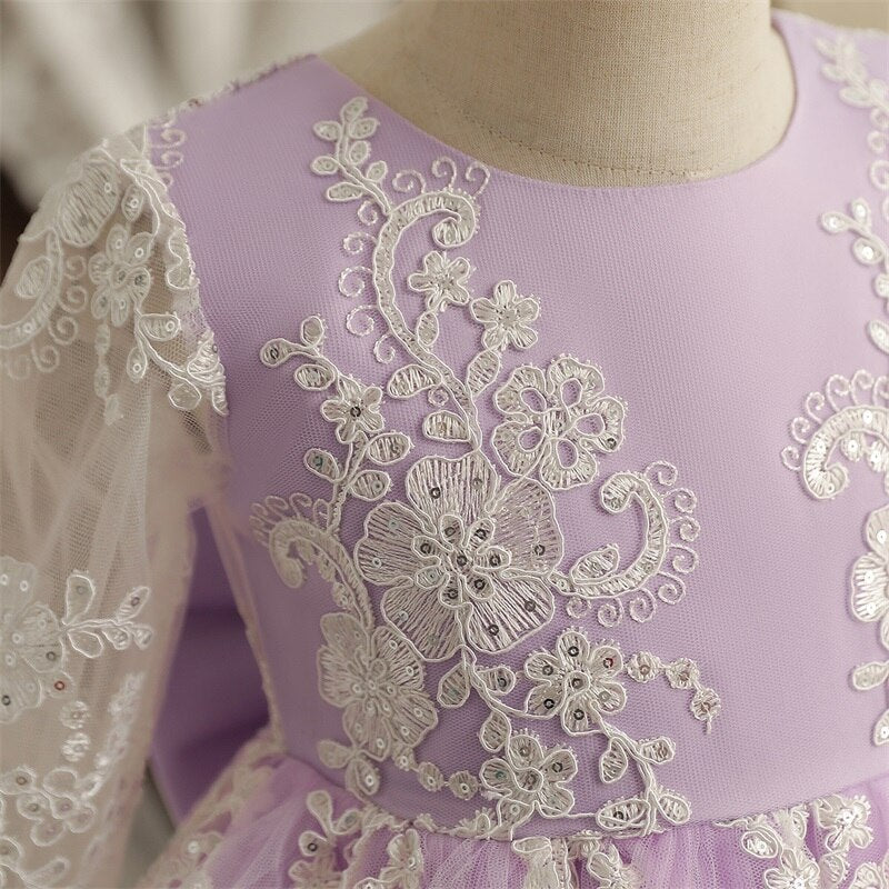 Vestido de Fiesta Infantil Tul y Encaje + Fajín