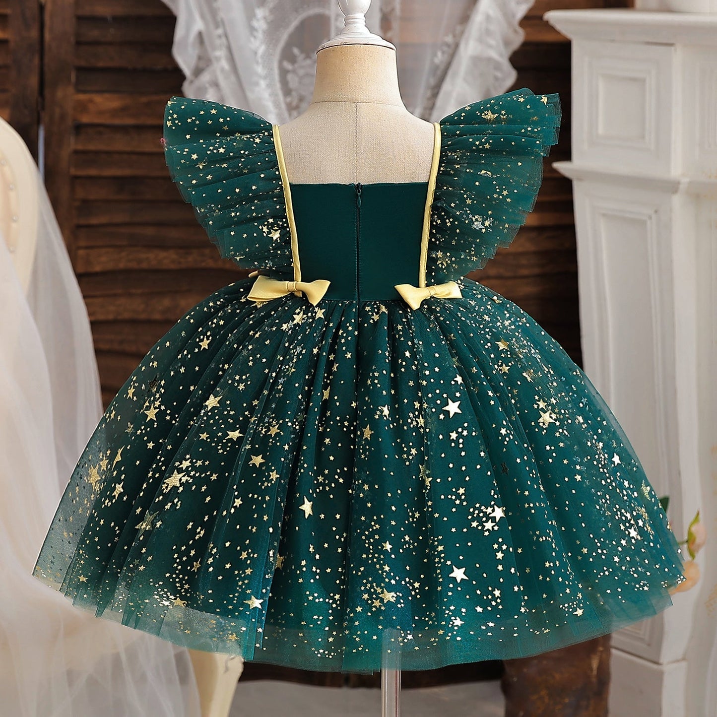 Vestido Infantil Estrellas y Lazos + Fajín