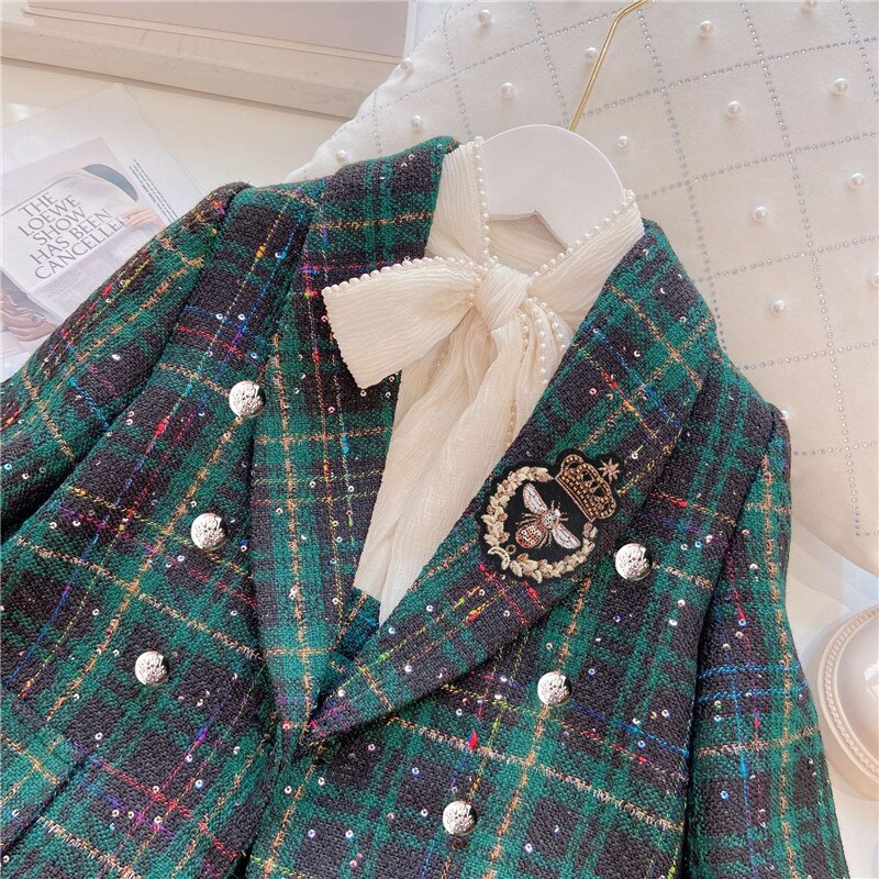 Conjunto Blazer Cuadros Verde
