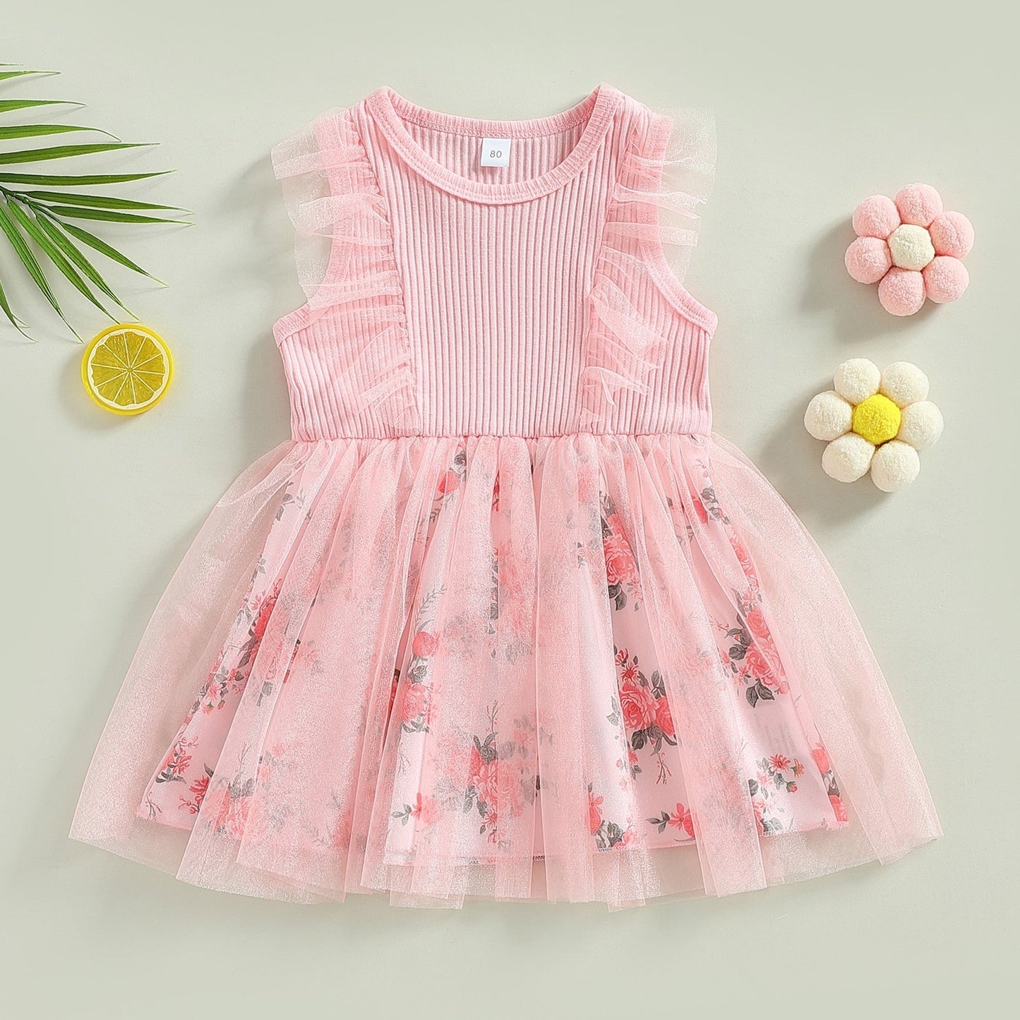 Vestido Infantil de Flores y Tul