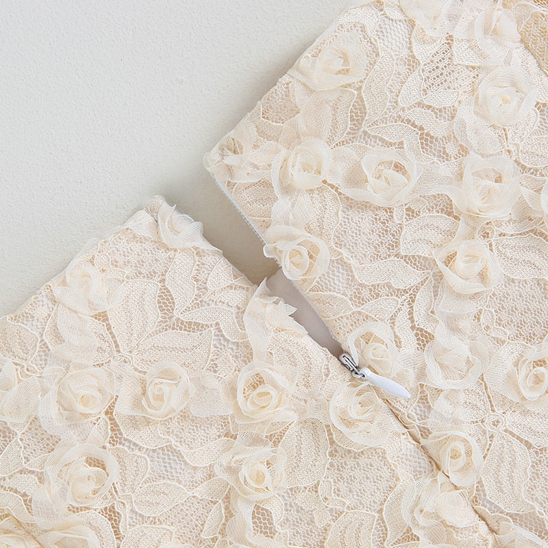 Vestido mono flor 3D falda de tul manga larga