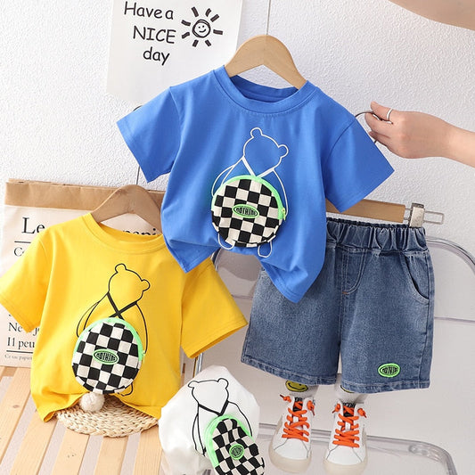 Conjunto Infantil Osito Con Aplique Monedero