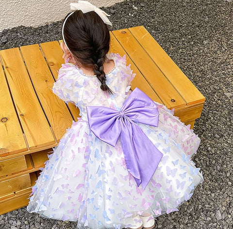 Vestido Infantil Borboletinhas e Laço