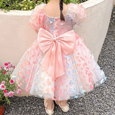 Vestido Infantil Borboletinhas e Laço