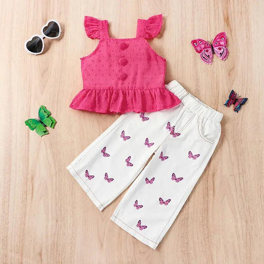 Conjunto Infantil Mujer Botones Y Mariposas