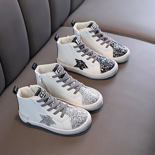 Zapatillas Infantiles Botines Estrellas Glitter