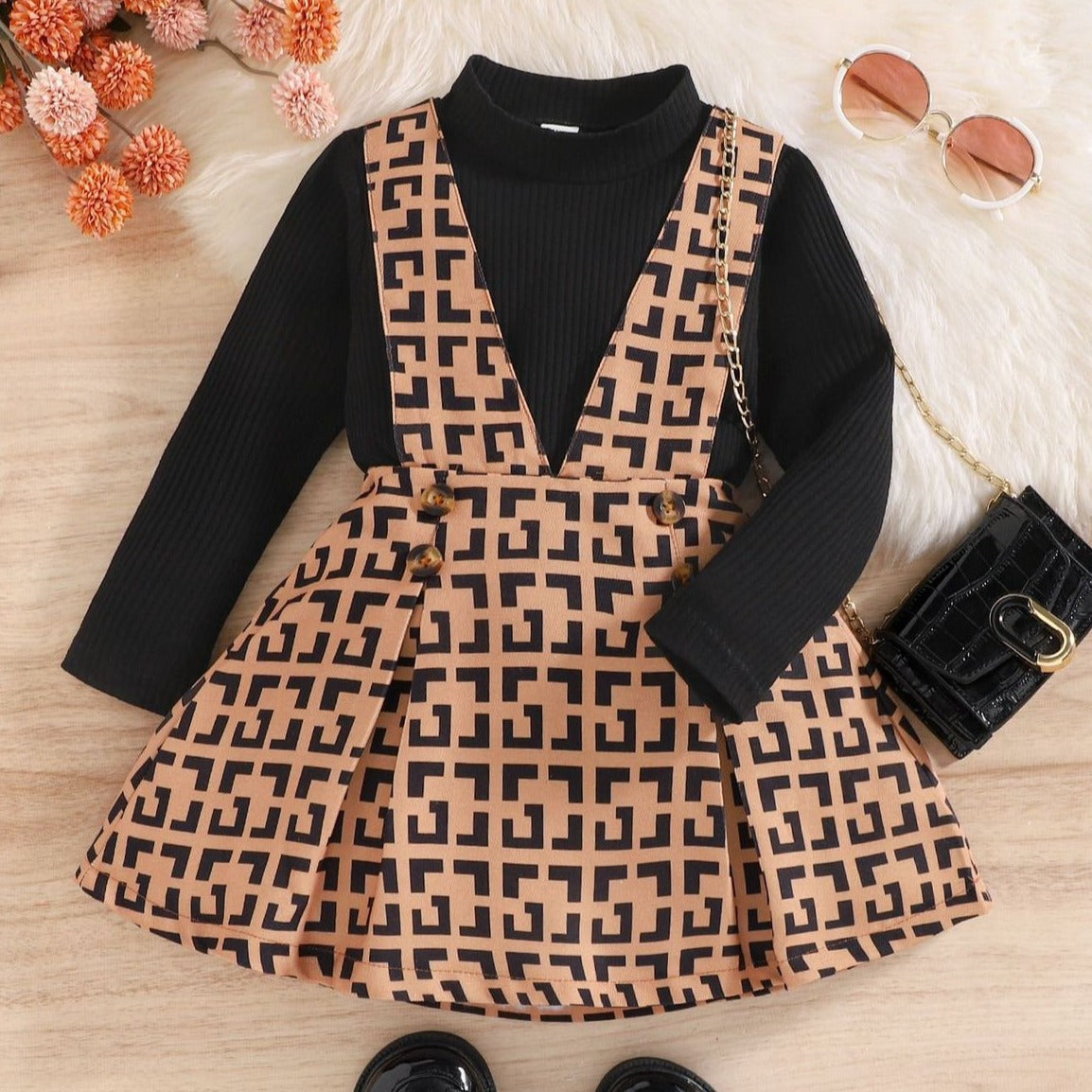 Conjunto infantil con vestido de tirantes