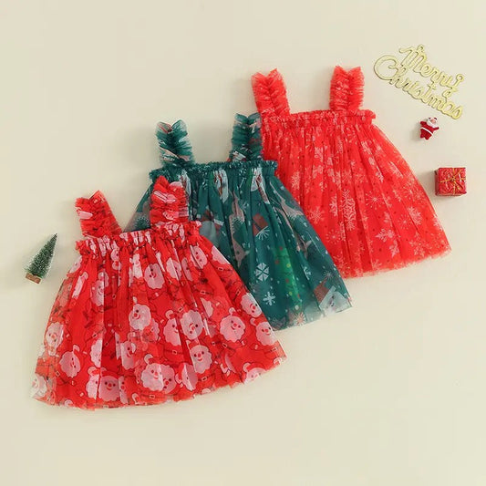 Vestido Infantil de Tul Navideño