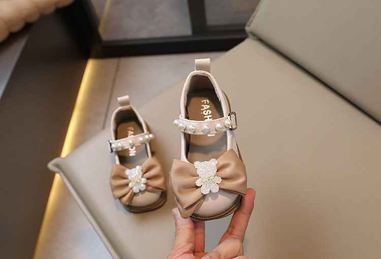 Zapatos Infantiles Mujer Perlas y Lazo