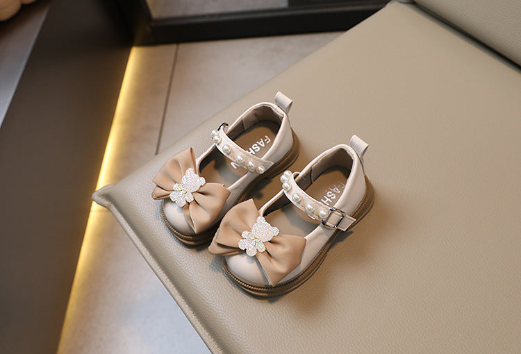 Zapatos Infantiles Mujer Perlas y Lazo