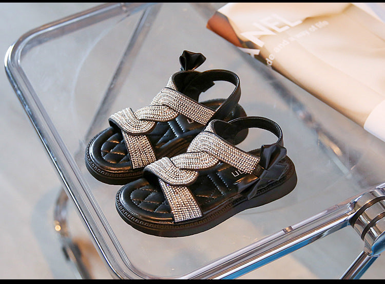 Sandalia Infantil Mujer con Puntilla y Pedrería