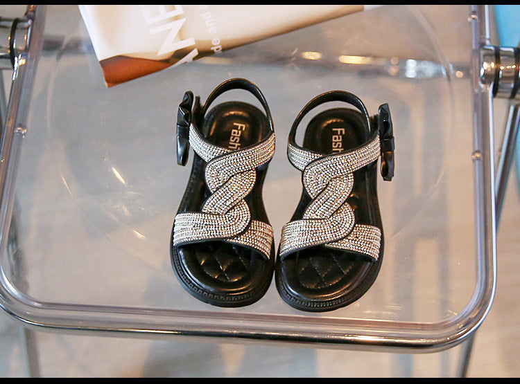 Sandalia Infantil Mujer con Puntilla y Pedrería