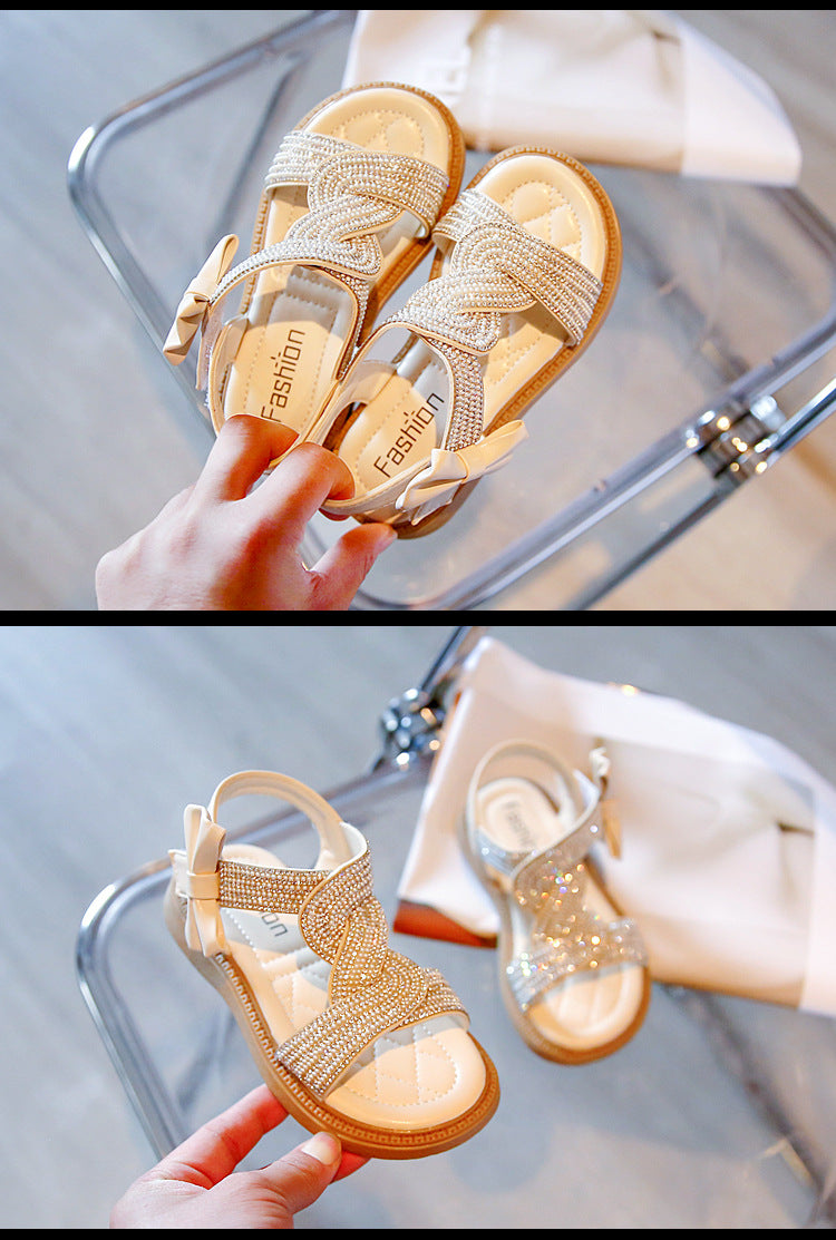 Sandalia Infantil Mujer con Puntilla y Pedrería