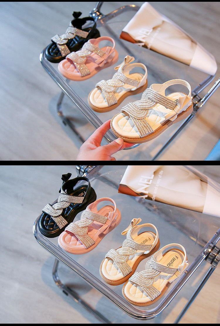 Sandalia Infantil Mujer con Puntilla y Pedrería