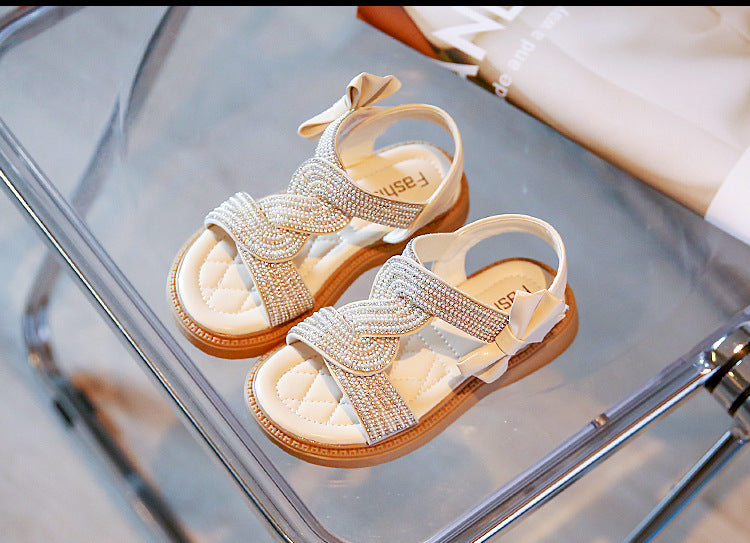 Sandalia Infantil Mujer con Puntilla y Pedrería