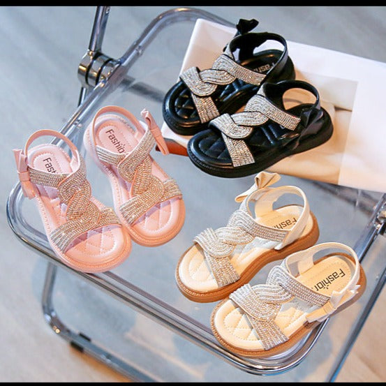 Sandalia Infantil Mujer con Puntilla y Pedrería