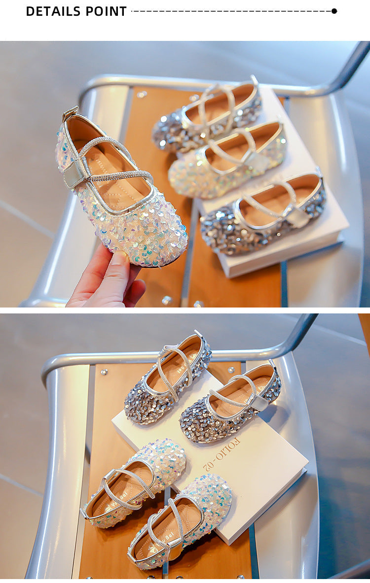 Zapatillas infantiles con lentejuelas brillantes
