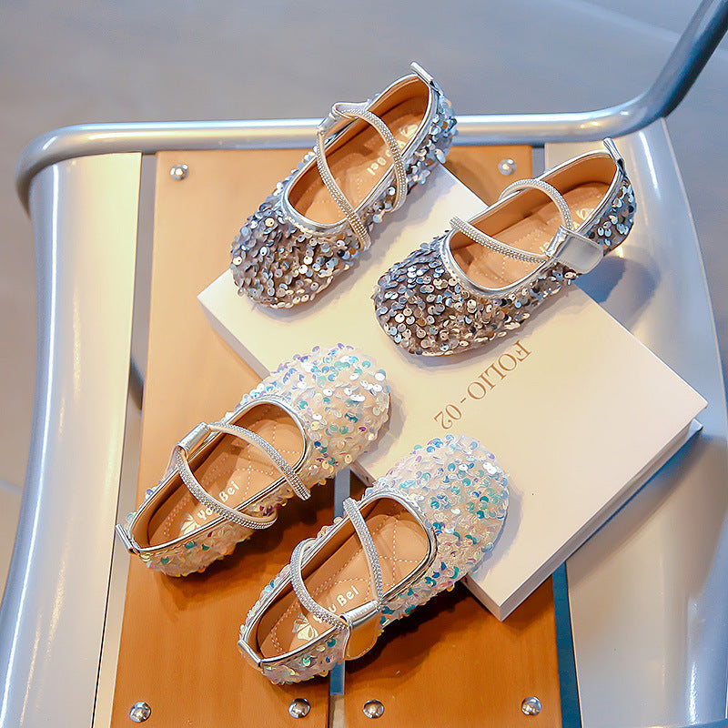 Zapatillas infantiles con lentejuelas brillantes