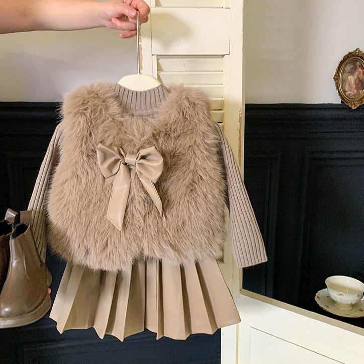 Conjunto de chaleco de piel para niños