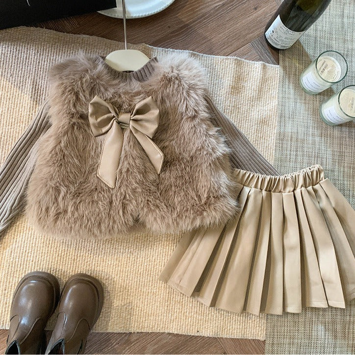 Conjunto de chaleco de piel para niños