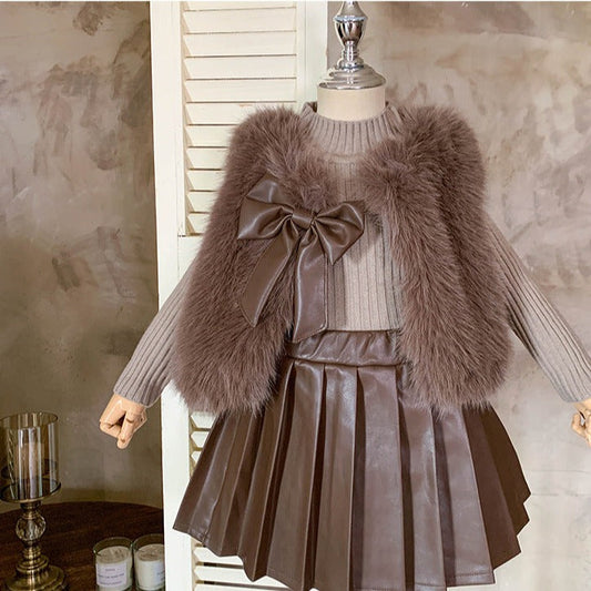 Conjunto de chaleco de piel para niños
