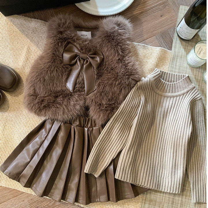 Conjunto de chaleco de piel para niños