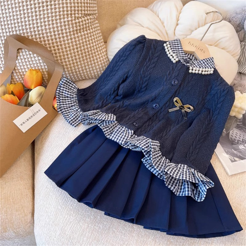 Conjunto de Punto a Cuadros para mujer y niñas