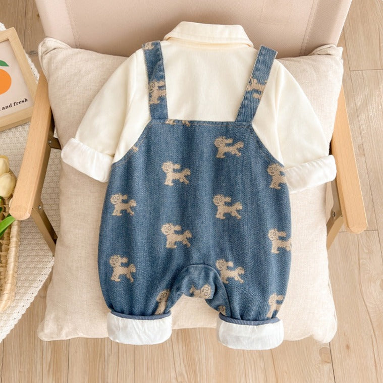 Mono para cachorro con botones para niños