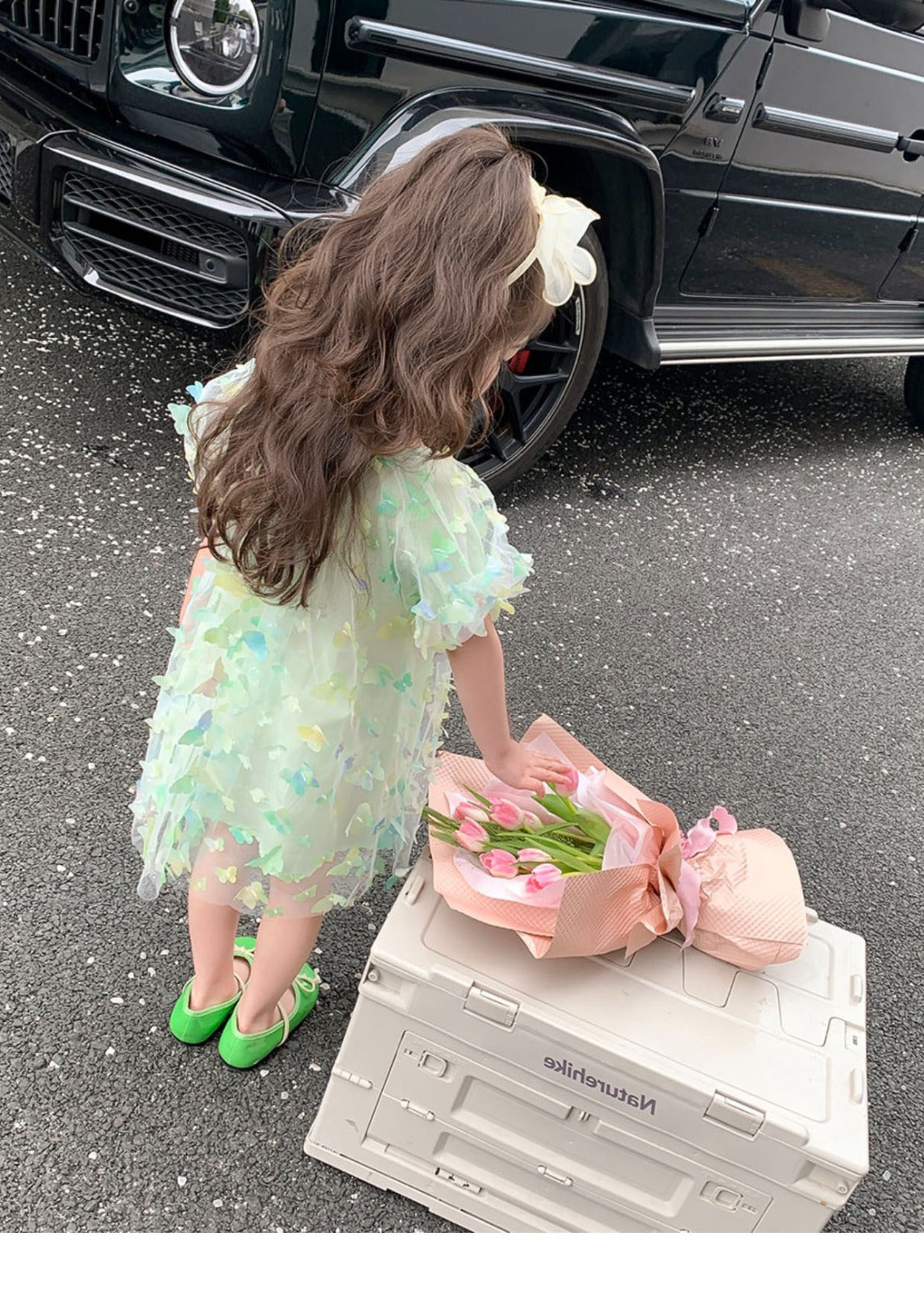 Vestido infantil de tul 3D