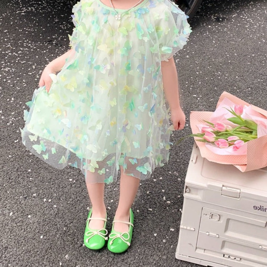 Vestido infantil de tul 3D