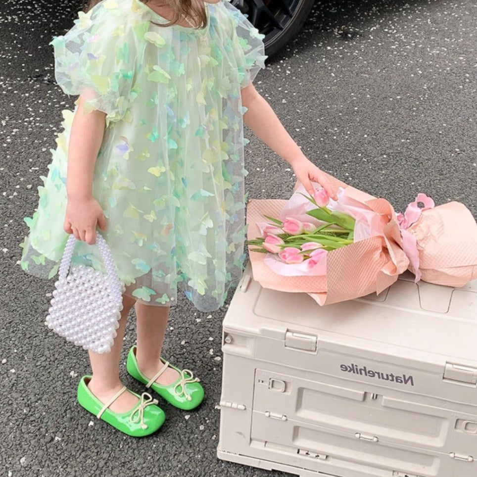 Vestido infantil de tul 3D