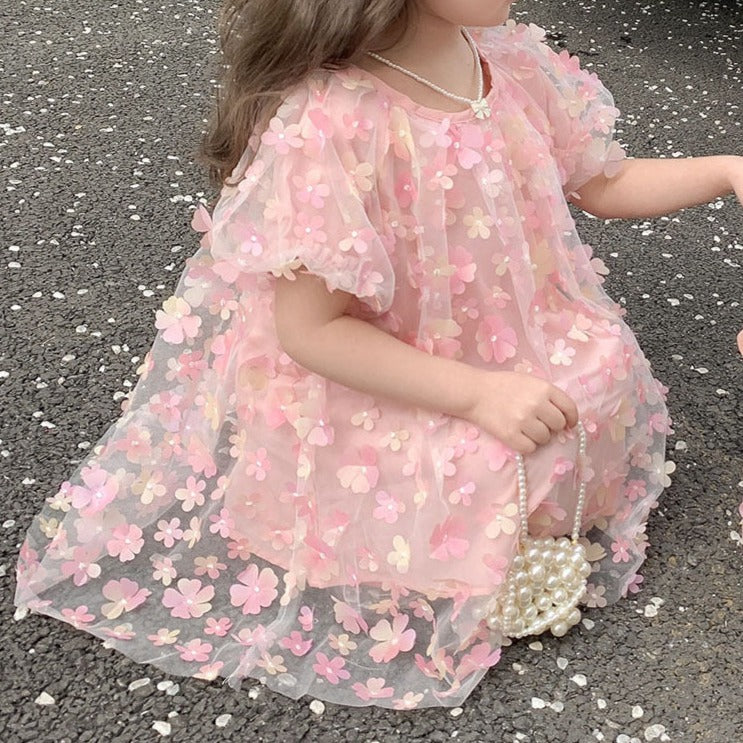 Vestido infantil de tul 3D