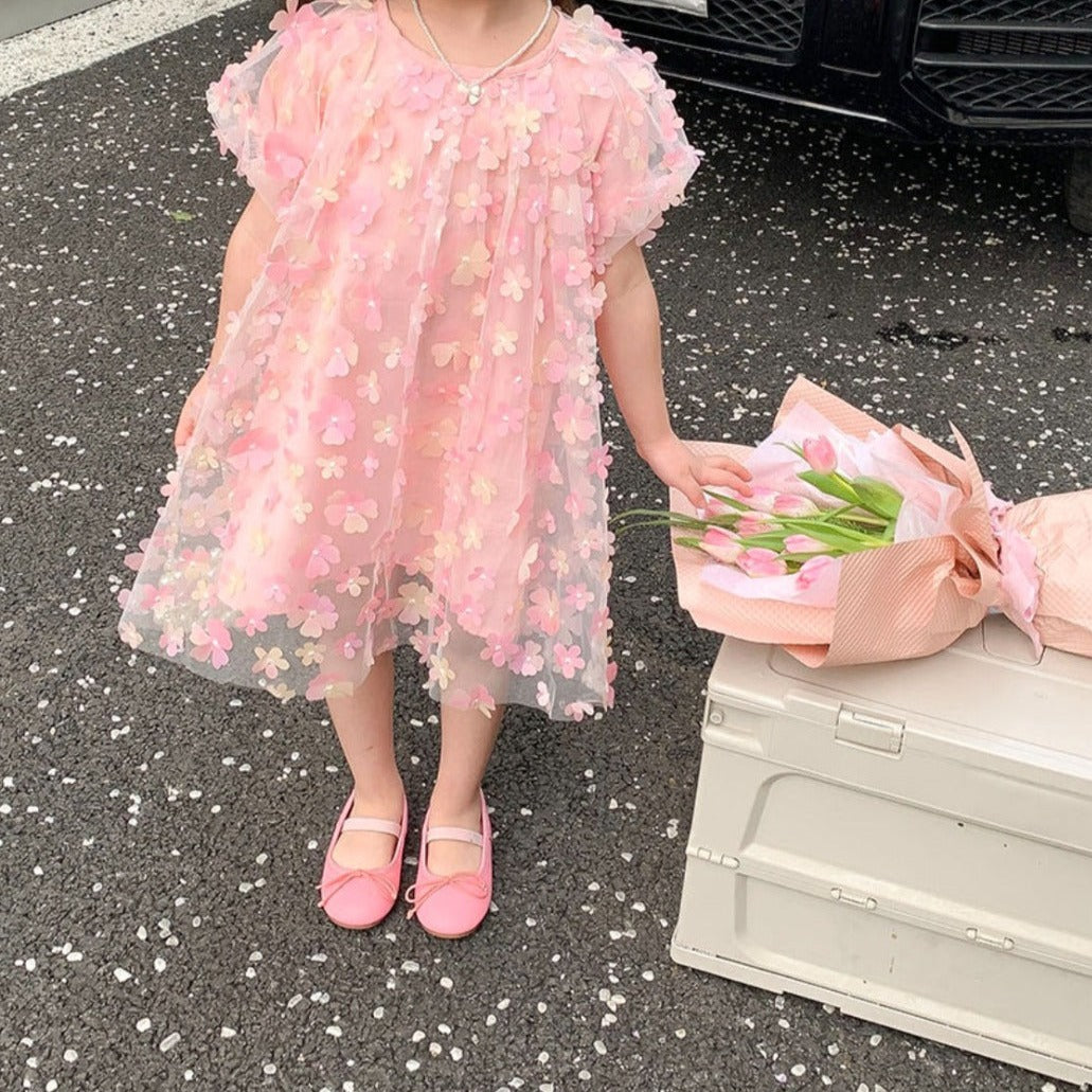 Vestido infantil de tul 3D