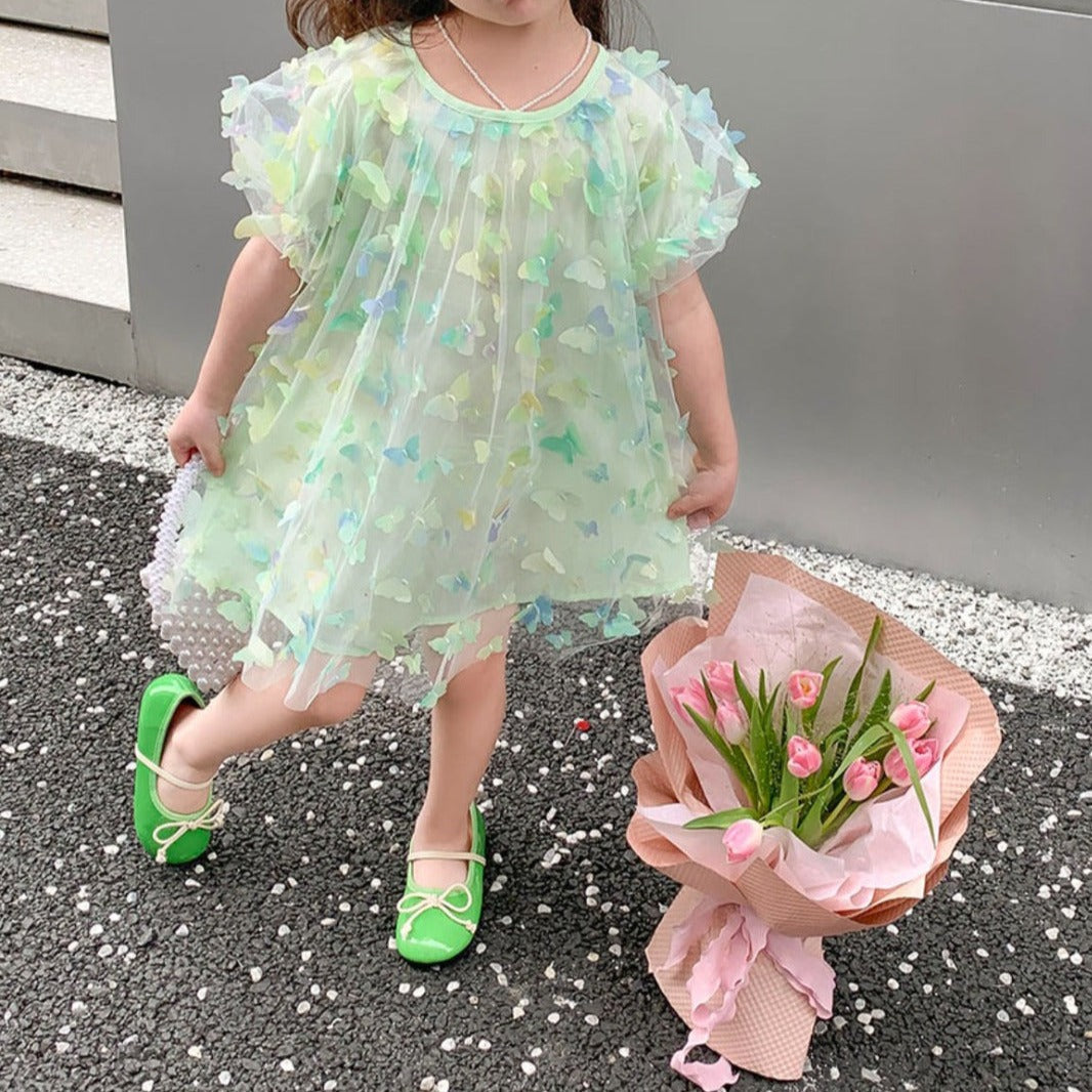 Vestido infantil de tul 3D