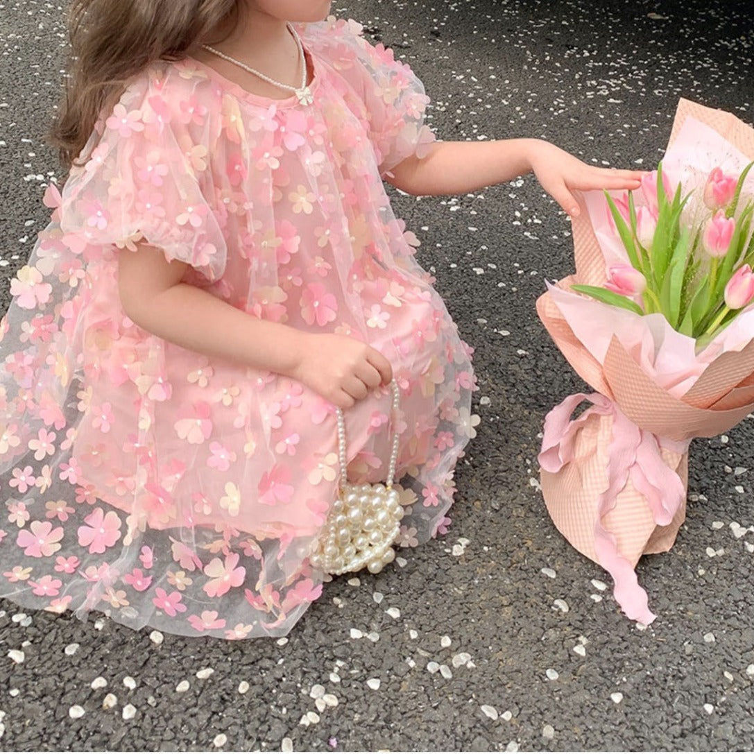 Vestido infantil de tul 3D