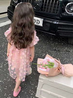 Vestido infantil de tul 3D