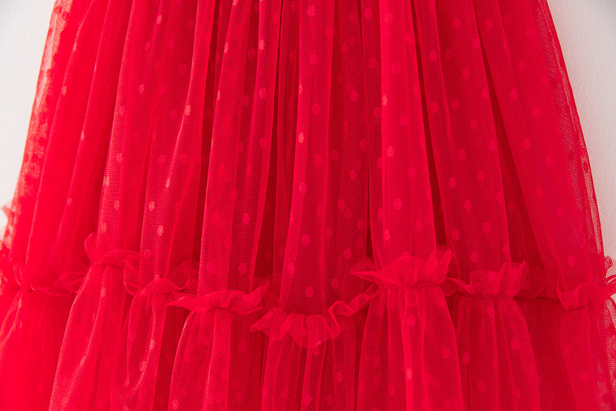 Vestido Infantil Tul Poá