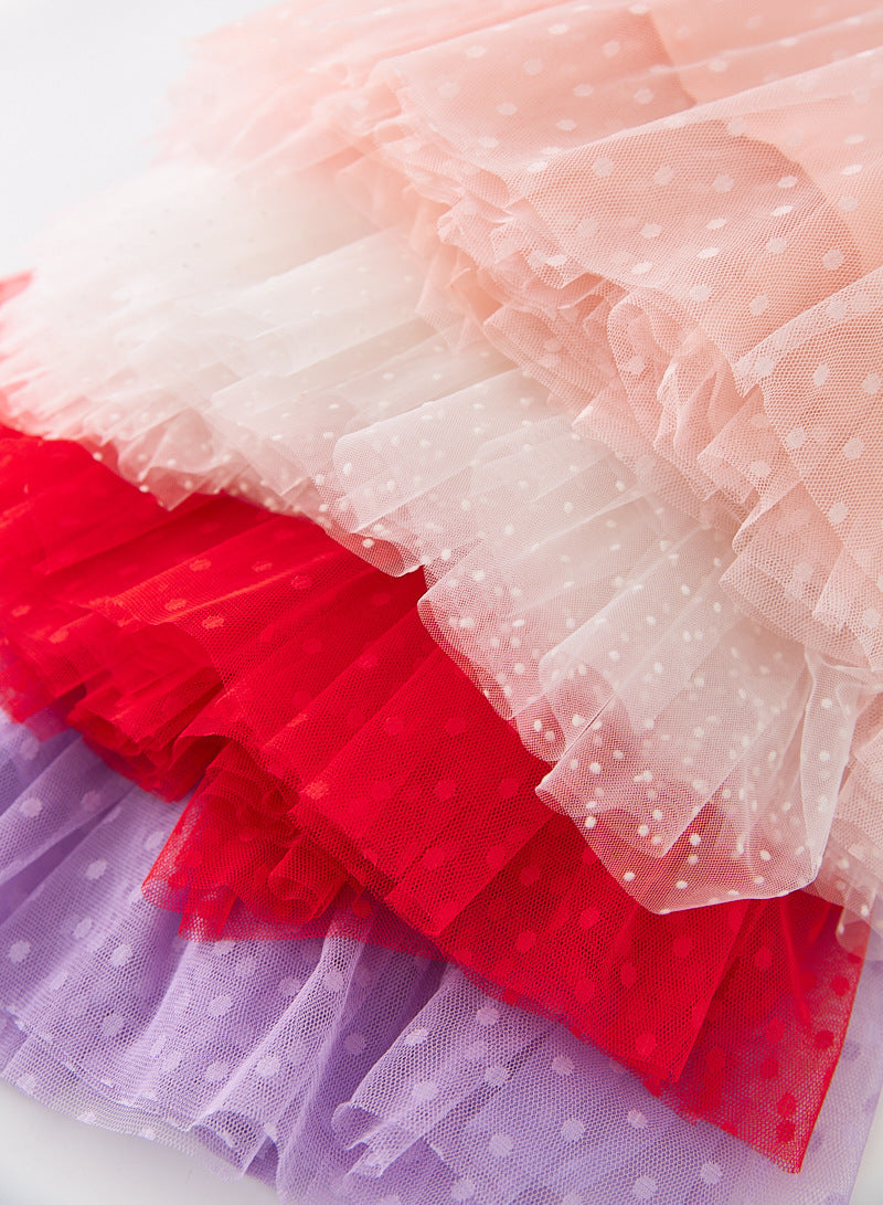 Vestido Infantil Tul Poá