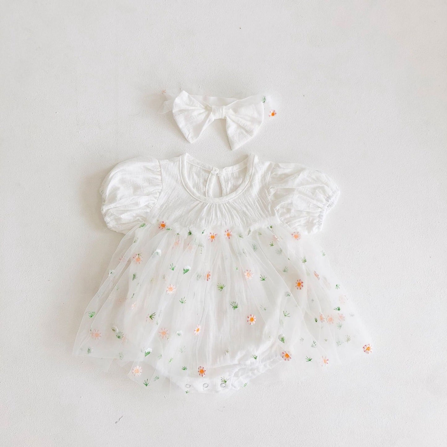 Body Infantil Tul Floral + Lazo