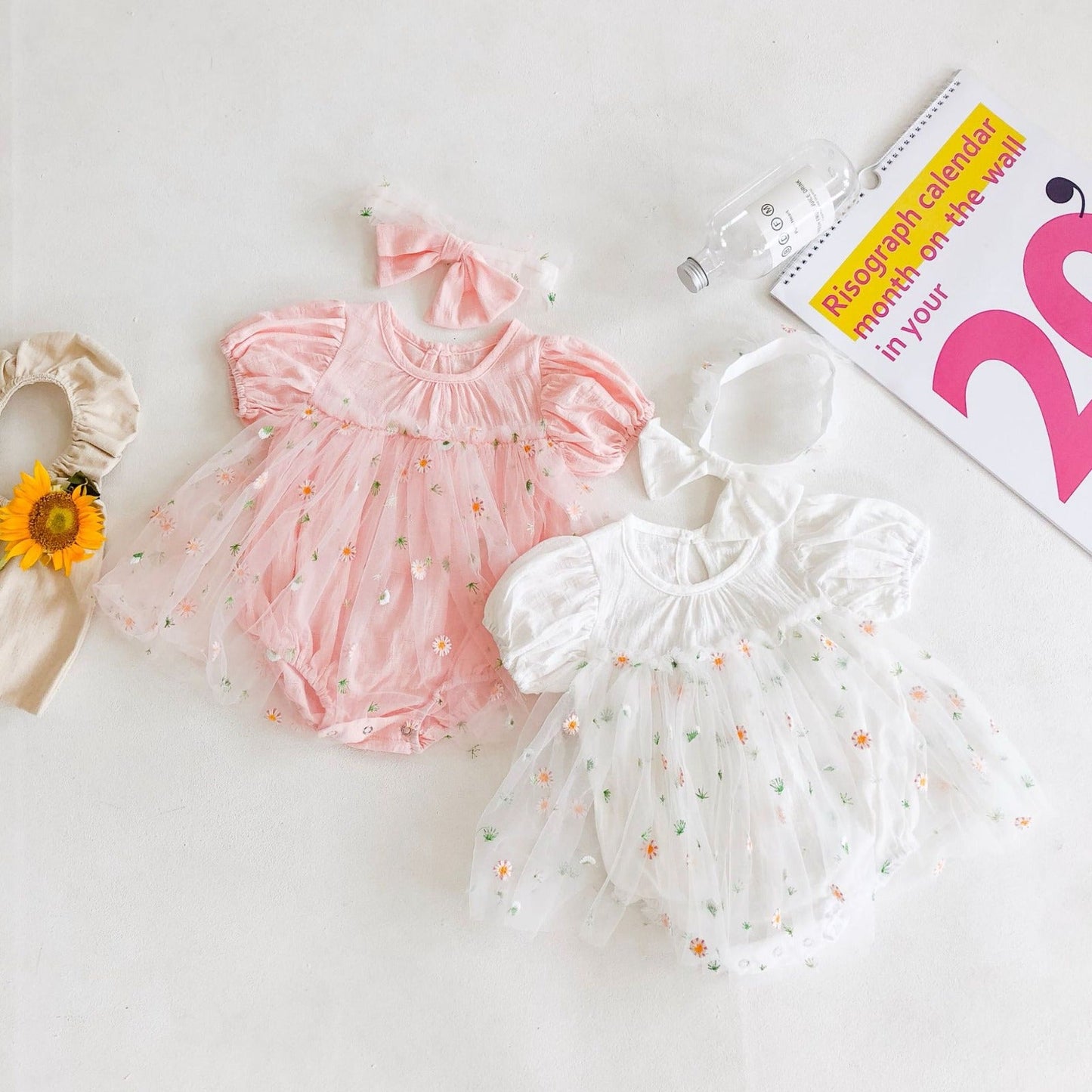 Body Infantil Tul Floral + Lazo