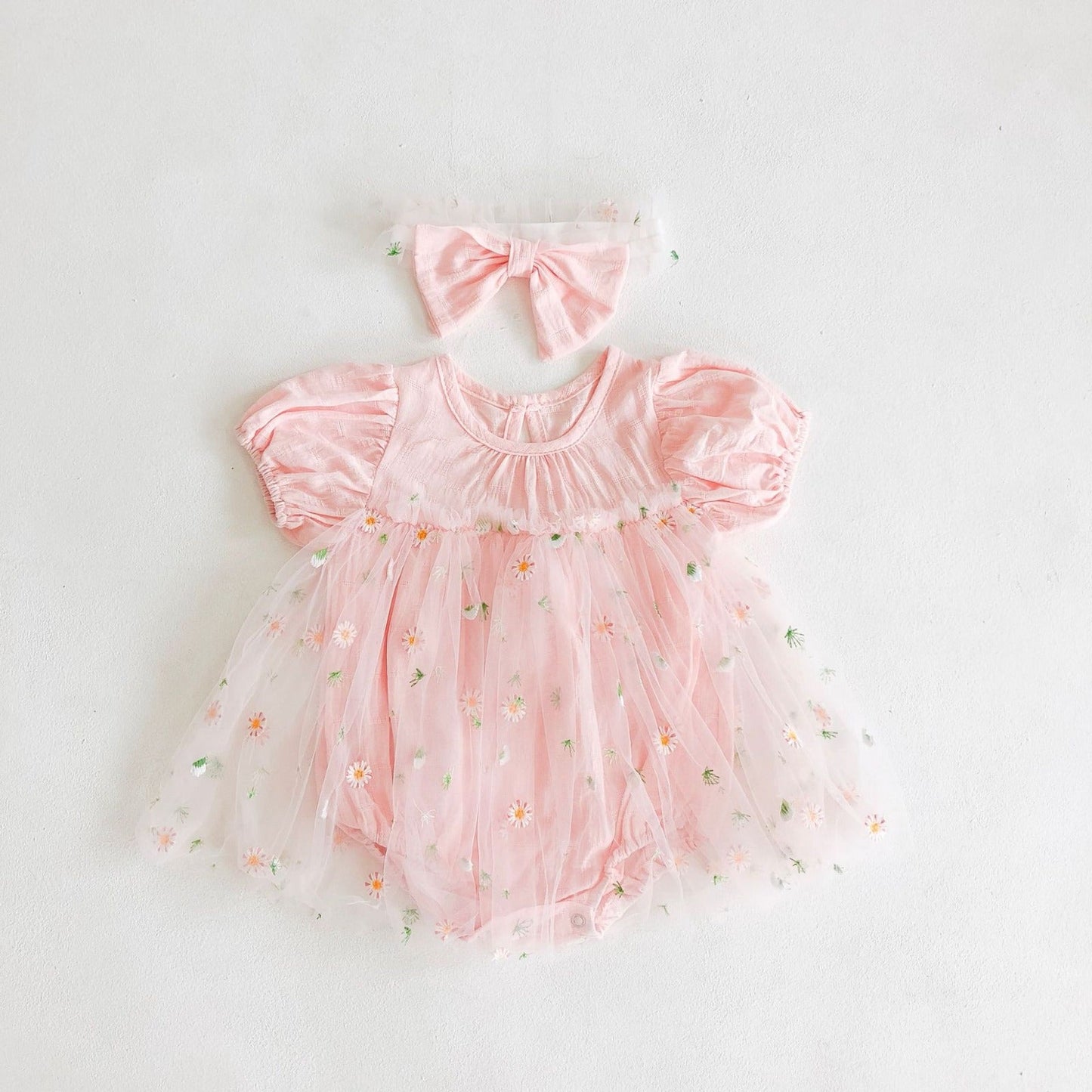 Body Infantil Tul Floral + Lazo