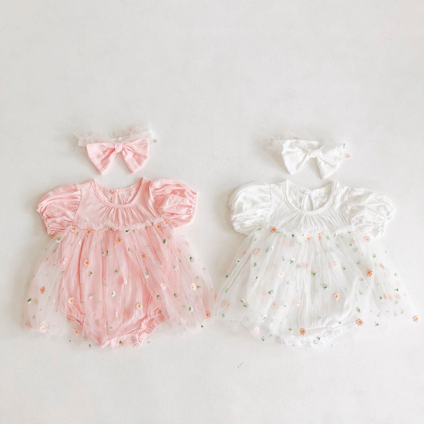 Body Infantil Tul Floral + Lazo