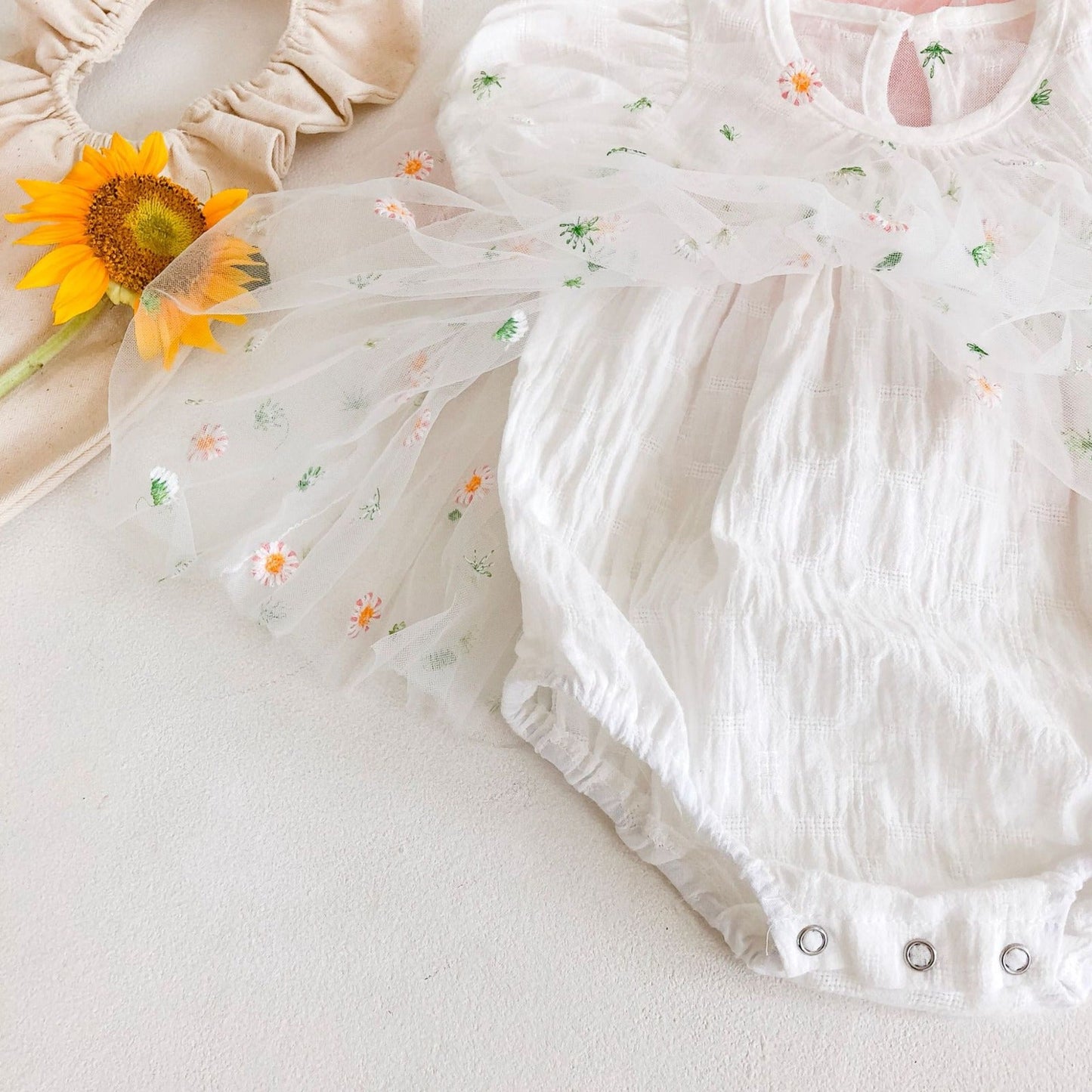 Body Infantil Tul Floral + Lazo