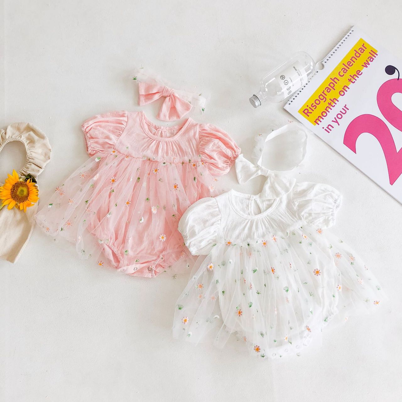 Body Infantil Tul Floral + Lazo