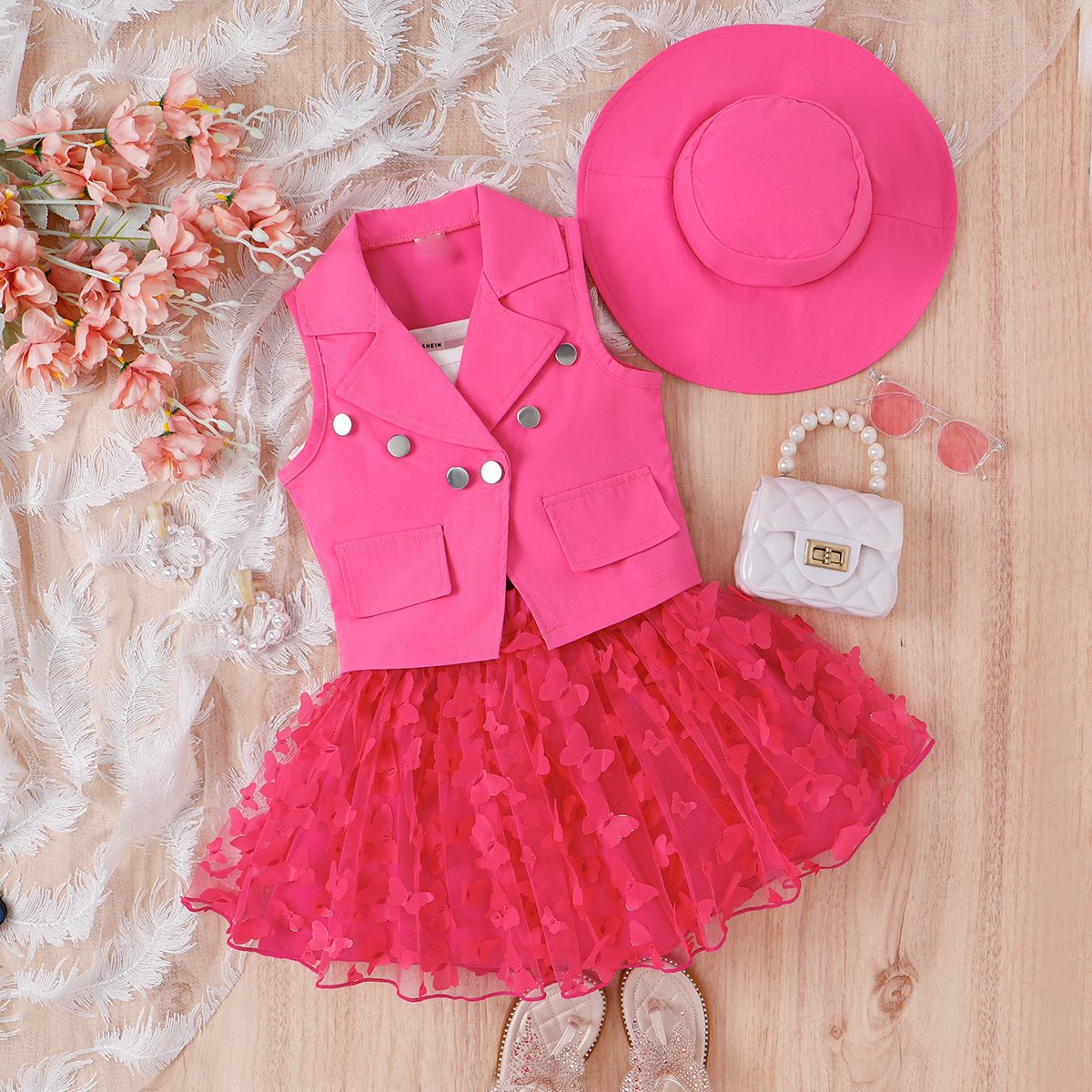 Conjunto Infantil Mujer Chaleco Mariposas