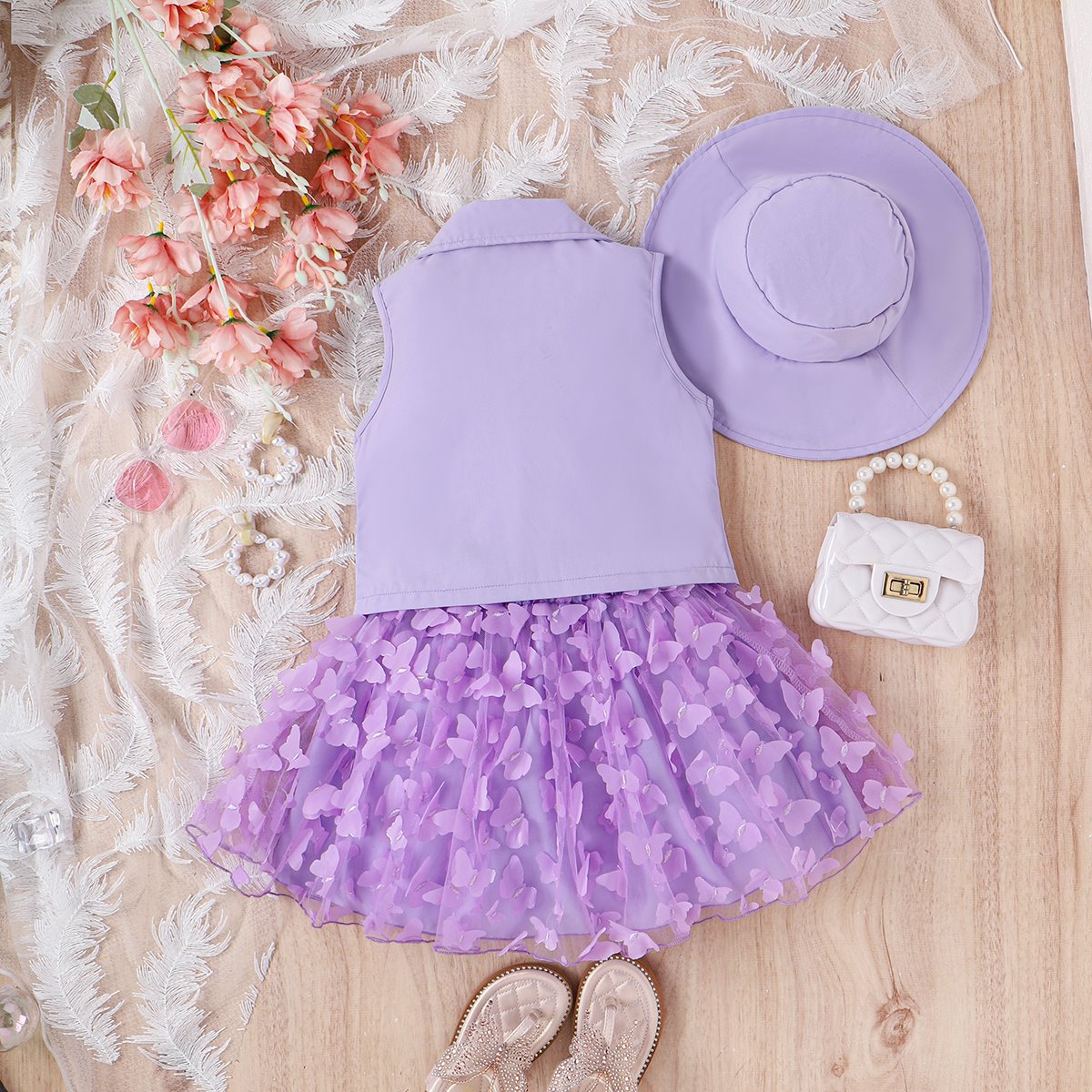 Conjunto Infantil Mujer Chaleco Mariposas