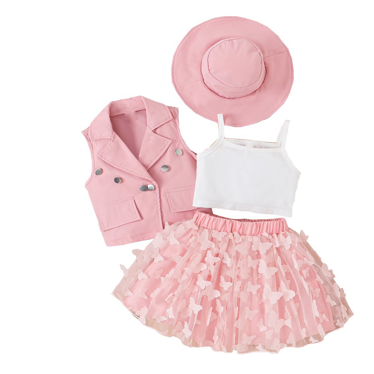 Conjunto Infantil Mujer Chaleco Mariposas