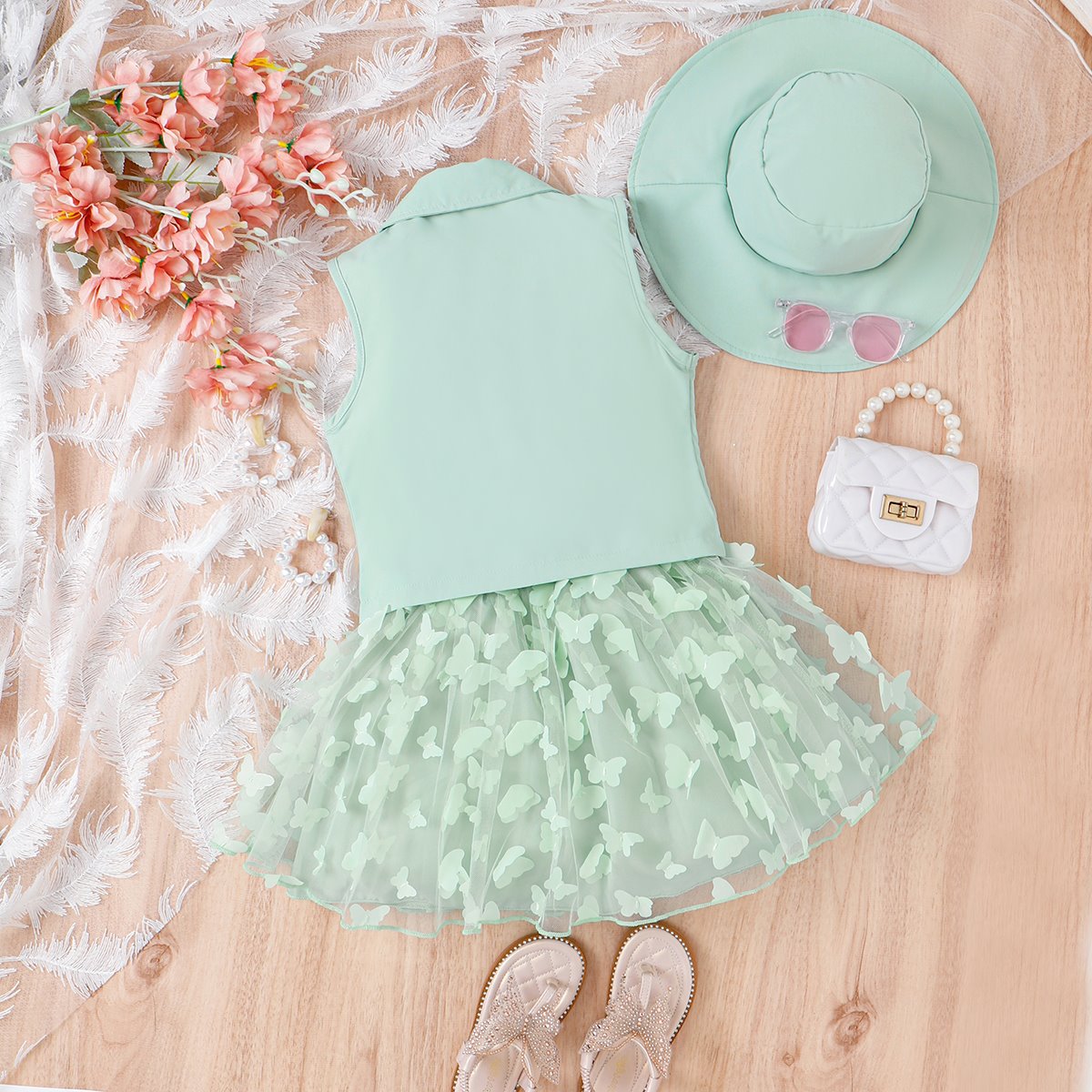 Conjunto Infantil Mujer Chaleco Mariposas