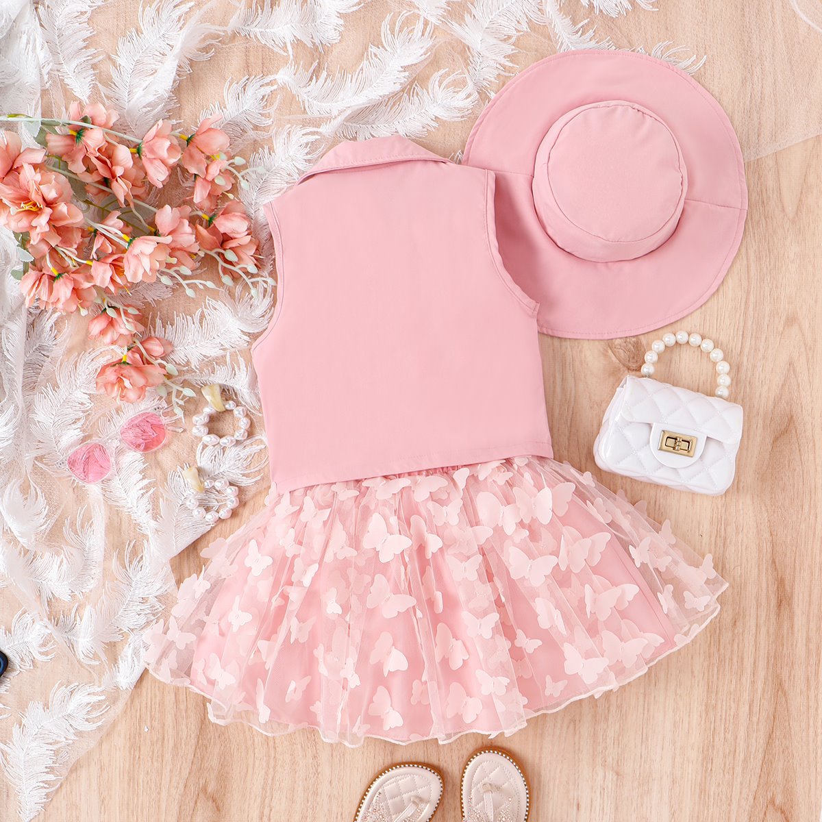 Conjunto Infantil Mujer Chaleco Mariposas