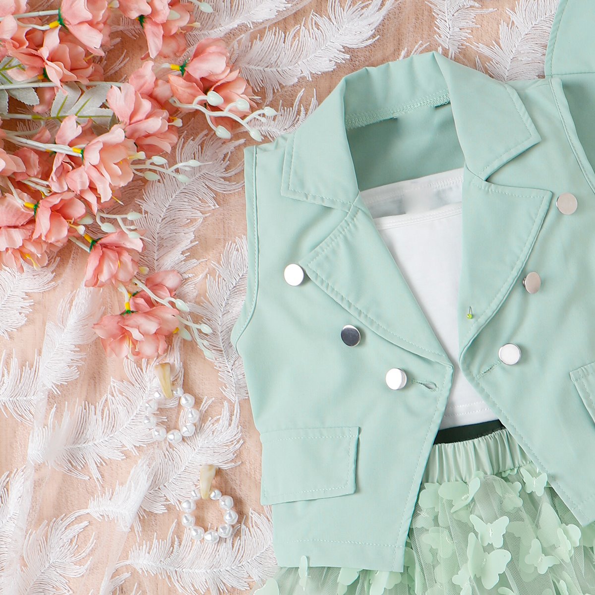 Conjunto Infantil Mujer Chaleco Mariposas